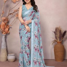 Styleveda Floral Printed Pure Georgette Saree-image-49