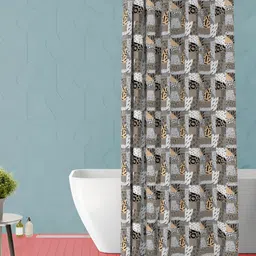 ArtzFolio Grey & Brown Printed Waterproof Shower Curtain-11