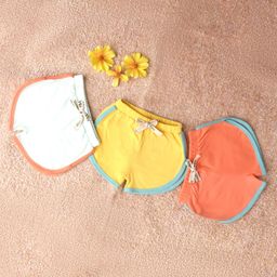 Mi Arcus  Cotton Solid Shorts Pack of 3 Blue Yellow & Orange-image-58