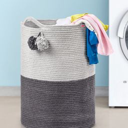 Babyhug Braided Cotton Laundry Bag  - Grey-10