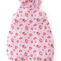 Babyhug Frill Sleeves 100% Cotton Romper Floral Print - Pink-image-62