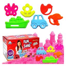 FunBlast Creative Sand for Kids Pink- 500 g Sand & 6 Pcs Moulds-image-8