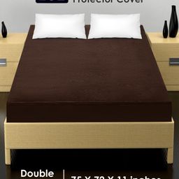 Zoe Waterproof Double Bed Size Mattress Protector - Coffee-image-6