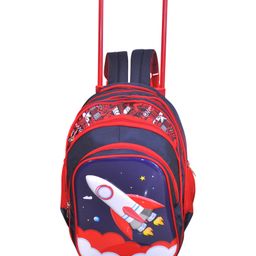 Happile Kids Hard-shell  Space  & Chandrayaan Theme Trolley  Back Pack Blue &Multicolor- Height 18 Inches-image-22