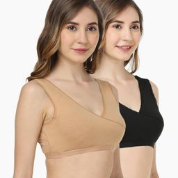 Bella Mama Cotton Blend Knit Sleep Bra WIth Eco Jiva Finish Pack Of 2 (Colour May Vary)-image-84