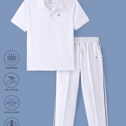 Pine Active Half Sleeves T-Shirt & Track Pant Cricket Jersey Set - White-image-92
