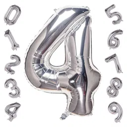 Decor Mantra 16 inch 4 number foil balloon perfect for birthday decoration and special occasions - Silver - Pack of 1-picture-47