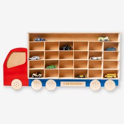 Kidoz Wooden Car Parking Station Red, Large (Motor Skills Learning Toy Car Hanging Wooden Storage for Toddler - Miniature Display Case for Toy Cars Garage)-19