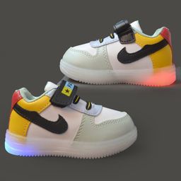 FEETWELL SHOES Colour Blocked With Velcro Closure LED Shoes - Yellow-image-77