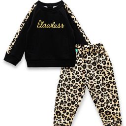 JusCubs Cotton Knit Full Raglan Sleeves Cheetah Printed Sweatshirt & Joggers Set - Black-image-18