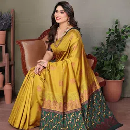 ROOP SUNDARI SAREES Ethnic Woven Design Zari Pure Silk Banarasi Saree-image-97