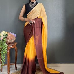 HERE&NOW Colourblocked Pure Crepe Jamdani Saree-image-94