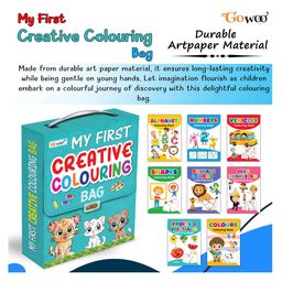 gowoo My first Creative colouring bag and 10 WAX CRAYONS : Coloring book collection, My first colouring book, Learning coloring kit, Colours,Numbers,Alphabet & more| Combo of colouring bag & 10 free crayons image 3