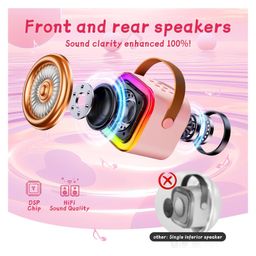 Azhari Mini Karaoke Machine Portable Bluetooth Speaker with 2 Wireless Microphones & Smart Watch with Extra Belt for kids Color & Design May Vary image 3