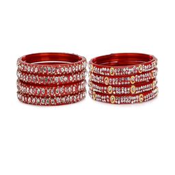 SOMIL Set Of 8 Red Alloy Artificial Stones and Beads Antique Bangles-image-81