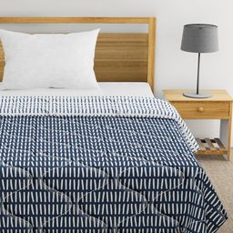 Divine Casa Ultra Soft Microfiber Polyester Reversible Single Comforter Abstract Print - Blue and White image 4