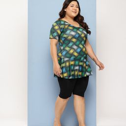 Aarika Plus Size Abstract Printed Swimming Dress image 3