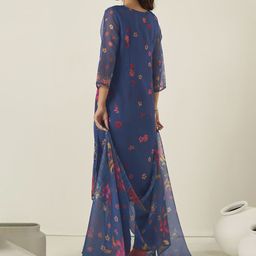 Anouk Women Floral Printed Regular Thread Work Kurta with Trousers & With Dupatta image 5
