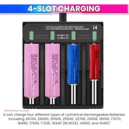 amiciSmart 18650 Rechargeable Battery Charger with LED Indicator and Up to 2A Adjustable Charging Speed for AA, AAA Rechargeable Battery, 1xI4C image 4