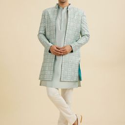 Manyavar Men Embroidered Mandarin Collar Sherwani Set-20