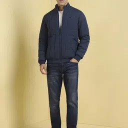 Allen Solly Men Stand Collar Striped Casual Padded Jacket-image-27