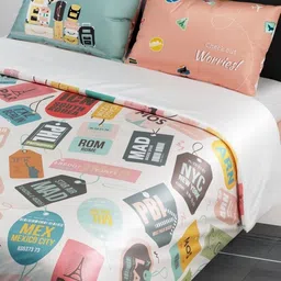 QuirkLoom 4 Piece White & Peach-Coloured Geometric King Regular Bedding Set image 4