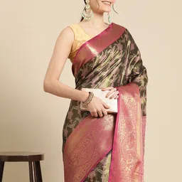 Silk Land Ethnic Motifs Zari Brocade Banarasi Saree-picture-35