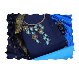 HERE&NOW Embroidered Beaded Unstitched Dress Material-image-26