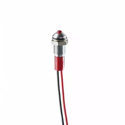 RS PRO Red Panel Mount Indicator 12V DC, Mounting Hole Size 8 mm, Termination Type Lead Wires, IP Rating IP67, Model No 2494343-29