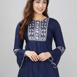 ELVISH JAIPUR Embroidered Bell Sleeve Top-image-55