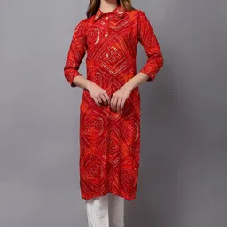 4u Fashion Women Bandhani Printed Thread Work Handloom Kurta-31