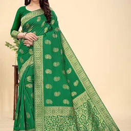 MORDEN MUSE Ethnic Motifs Woven Design Zari Banarasi Saree-picture-16