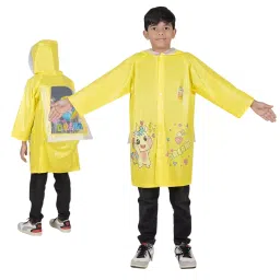 Allextreme Raincoat Yellow Color Unicorn Print Size 3XL with Hood, School Bag Cover and Carry Pouch for Kids (11-12 Years), HCR-00B-image-93