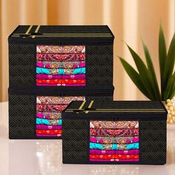 Kuber Industries Black & Beige 3 Pieces Regular Multi-Utility Organisers-12
