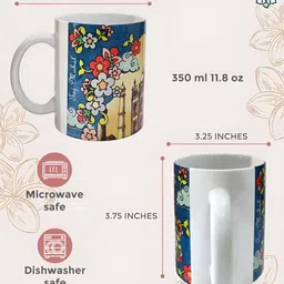 MAATIR DESIGNS Blue & Yellow Printed Ceramic Glossy Mugs Set of Cups and Mugs image 5