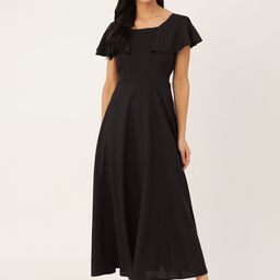 U&F Women Black Solid Maxi Dress-16