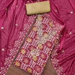 DIVASTRI Embellished Pure Cotton Unstitched Dress Material-image-18