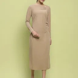 Madame Women Asymmetric Neck Sheath Midi Dress-picture-35