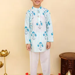 Aj DEZInES Boys Floral Printed Cotton Kurta with Pyjama-image-58