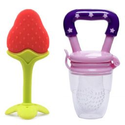Enorme Silicone Strawberry Fruit Shape Teether With Feeding Nibbler - Multicolour-7