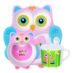 YAMAMA Owl Shape Bamboo Dinnerware Set of 5 - Multicolour-0