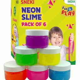 SNEKI Bright Colorful Neon Slime each Slimy Slime Gel Jelly Toy Set for Boys Girls Kids Slime Pack of 6- Multicolour-14
