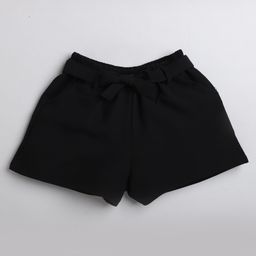 Aww Hunnie  Banana Crape Style Solid Shorts With Side Pockets - Black-image-114