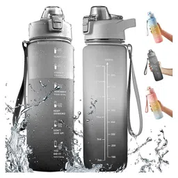 House of Quirk 1L Water Bottles with Time Markings BPA Free - multicolor-picture-27