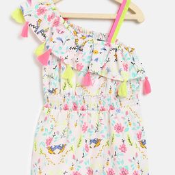 Nauti Nati One Shoulder Floral  Printed & Tassel Detailed Jumpsuit - White-image-2