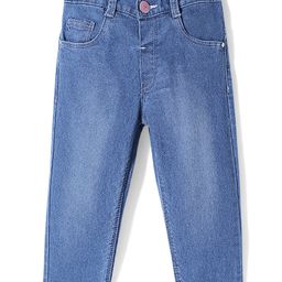 Babyhug Full Length Solid Color Denim Jeans With Stretch - Medium Blue-picture-41