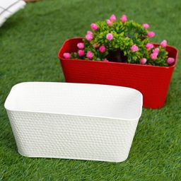 Green Girgit Embossed Pot Red & White - Set of Two-image-15