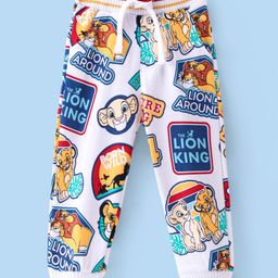 Babyhug Disney  Knit Full Length Lounge Pant with Lion King Print - White-image-50