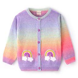 Bonfino Knit Full Sleeves Cardigan with Rainbow Design - Multicolour-image-47