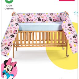 Babyhug Disney Premium Cotton Cot Bumper Minnie Mouse & Me Theme - Pink-image-13